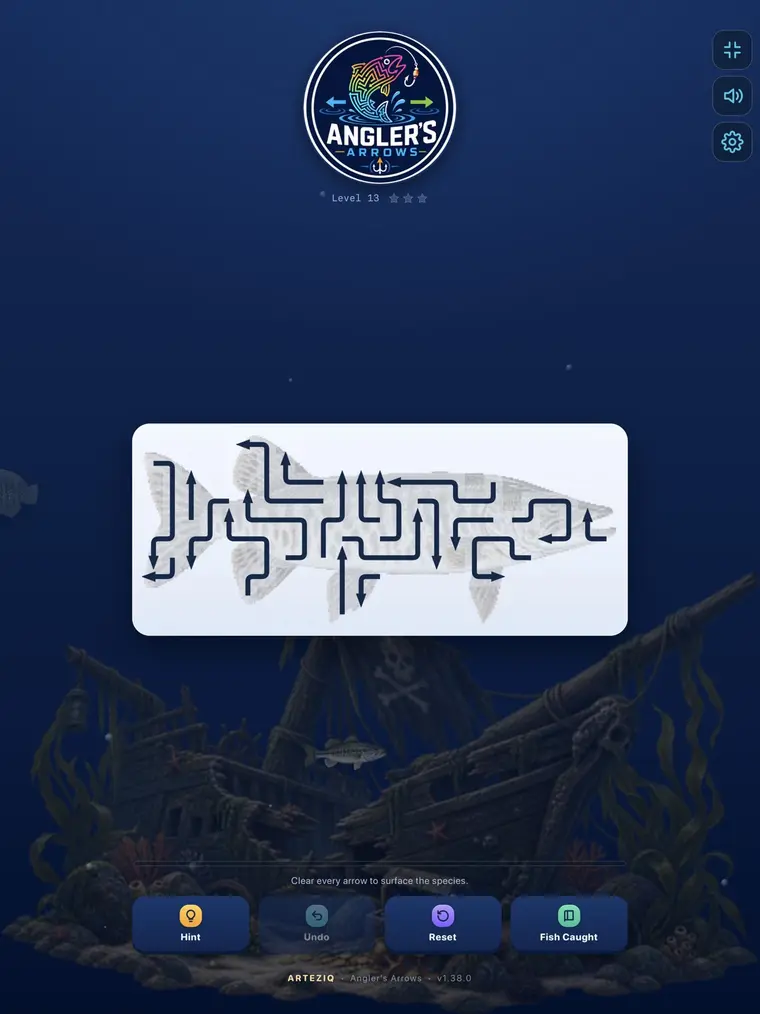 Angler's Arrows fish identification puzzle game