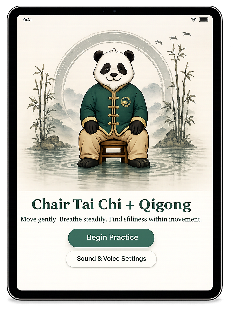 Stillwater Chair Tai Chi preview featuring Sage the Panda Sensei